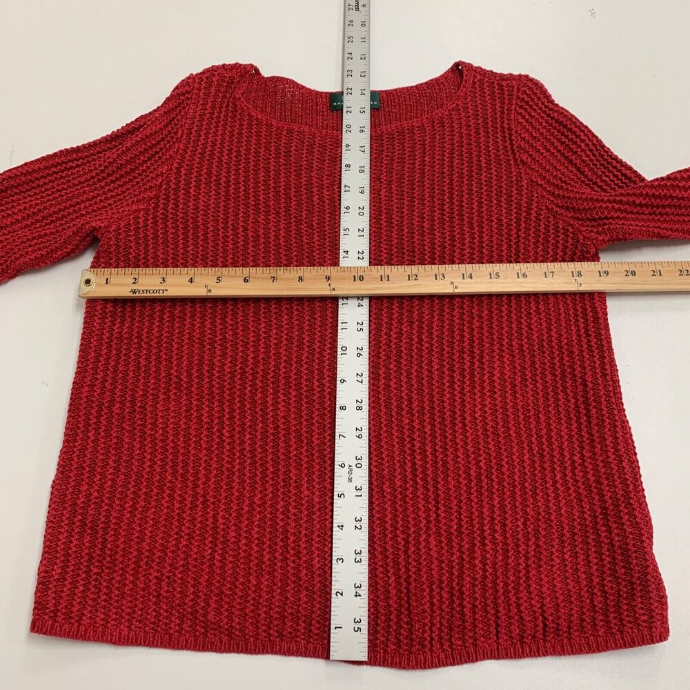 Lauren Ralph Lauren Sweater Womens S Small Red Linen Blend Boat Neck 3/4 Sleeves - Picture 6 of 10